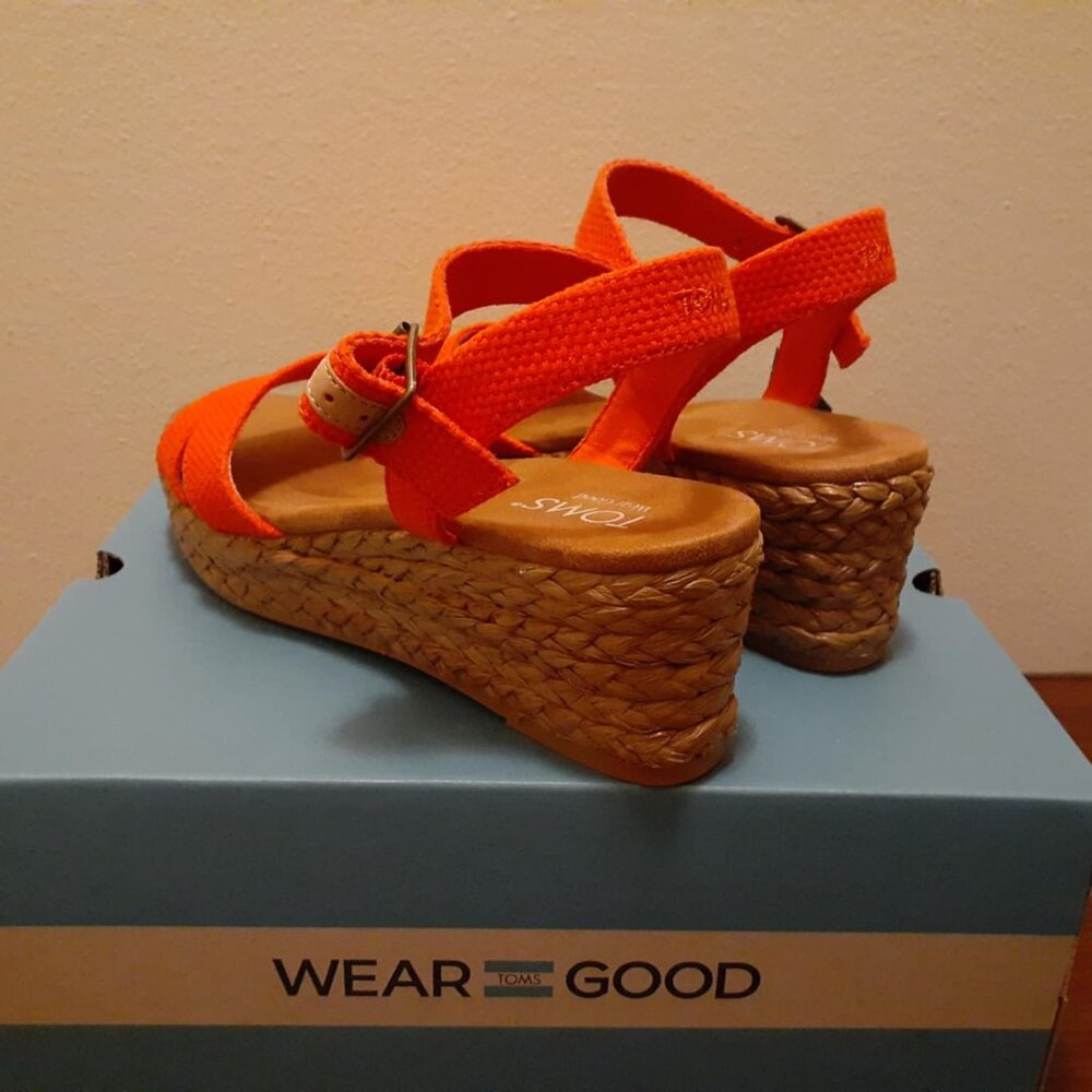 TOMS Audrey-Flame Beachside Woven Wedge Sandal - Picture 12 of 12